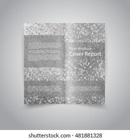 Vector two-fold brochure design template with abstract silver shiny background with sparkles EPS10 Two-Fold Mock up and back Brochure Design for Merry Christmas and Happy New Year party promotion 