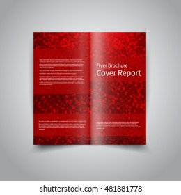 Vector two-fold brochure design template with abstract red shiny background with sparkles EPS10 Two-Fold Mock up and back Brochure Design for Merry Christmas and Happy New Year party promotion 