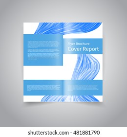 Vector two-fold brochure design template with abstract blue wave background EPS10 Two-Fold Mock up and back Brochure Design 