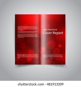 Vector two-fold brochure design template with abstract red bokeh lights background EPS10 Two-Fold Mock up and back for Merry Christmas and Happy New Year promotion or invitation design
