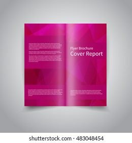 Vector two-fold brochure design template with abstract geometric pink background EPS10 Two-Fold Mock up and back Brochure Design 