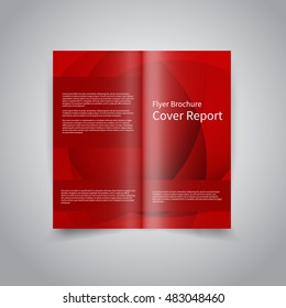 Vector two-fold brochure design template with abstract wavy red background EPS10 Two-Fold Mock up and back Brochure Design 