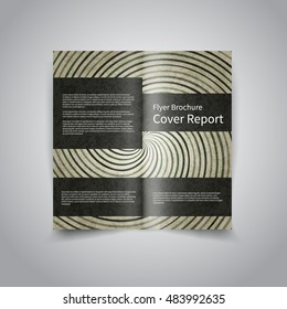 Vector two-fold brochure design template with abstract spiral retro colors background EPS10 Two Fold Mock up and back Brochure Design