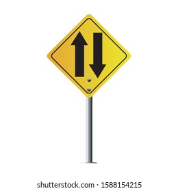 Vector Two-way traffic isolated on white background. Warning signs. Traffic Sign. illustration eps 10.