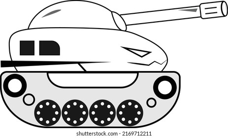 a vector type of armored tank used to fight against the enemy, black and white tank. white background