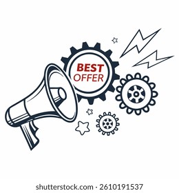 Vector type best offer icon set design on white background, Eps file 