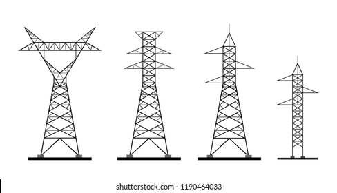 Vector Type of electricity poles, 69 kV, 115 kV, 230 kV, and 500 kV