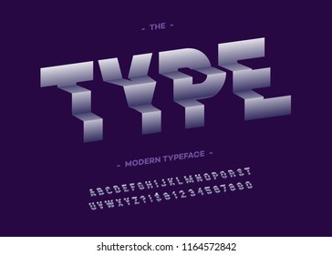 Vector type font 3d typography sans serif style for poster, decoration, promotion, book, t shirt, sale banner, printing on fabric. Cool modern alphabet. Trendy typeface. 10 eps