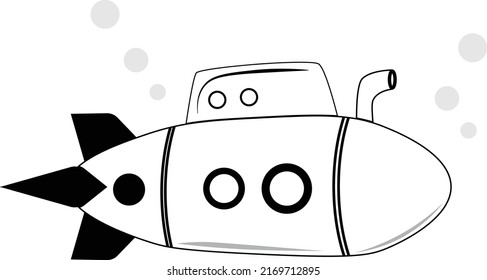 un vector del tipo de submarino utilizado para luchar contra el enemigo, el submarino blanco y el negro. fondo blanco