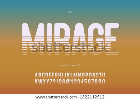 Vector typeface mirage bold style modern typography for decoration, industrial, logo, poster, t shirt, book, card, sale banner, printing on fabric. Cool 3d font. Trendy alphabet. 10 eps
