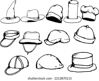 vector types of black and white hats that can be edited