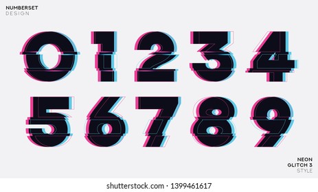 Vector Typeset Design. Neon Glitch Style. Black Bold Font, Double Exposure. 