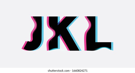 Vector Typeset Design. Neon Glitch Style. Black Bold Font, Double Exposure. Trendy Neon Glowing Letters. Abstract Colorful Type For Creative Heading, Music Poster, And Sale Banner.