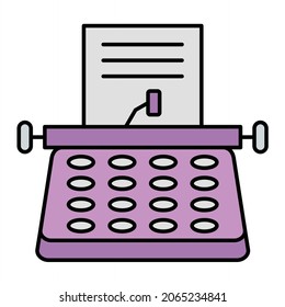 Vector Typewriter Filled Outline Icon Design
