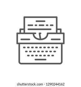Vector typewriter line icon. Symbol and sign illustration design. Isolated on white background