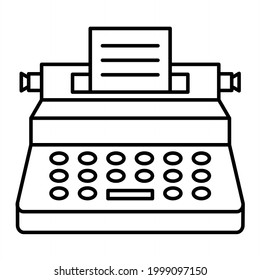 Vector Typewriter Outline Icon Design
