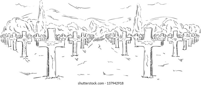 vector - typical American Cemetery isolated on background