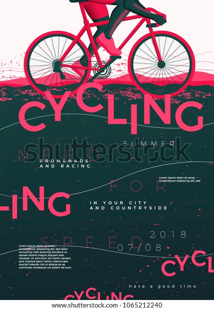 Vector typographic cycling\
poster template, with bycicle, grunge textures, and place for your\
texts.