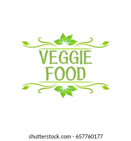 Vector Typographic Elements On White Background. Veggie Food