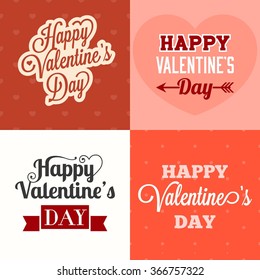 Vector typographic Happy valentines day with ornaments