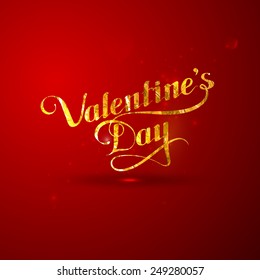 vector typographic illustration of golden foil St. Valentines Day retro label. holiday lettering composition 