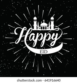 Vector typographic illustration of hand drawn Happy Eid