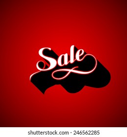 vector typographic illustration of handwritten Sale retro label. Promotional lettering composition 