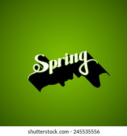 vector typographic illustration of handwritten Spring retro label. lettering composition 