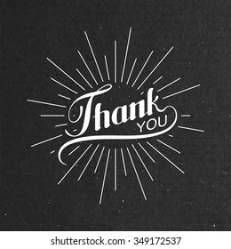 Vector typographic illustration of handwritten Thank You retro label. lettering composition 