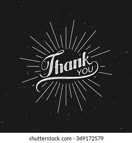 Vector typographic illustration of handwritten Thank You retro label. lettering composition 