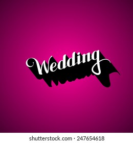vector typographic illustration of handwritten Wedding retro label. lettering composition 