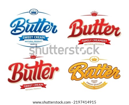 Vector typographic labels for butter graphic design