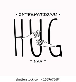 Vector typographic letter Hug Day with abstract hand illustration design. Hug Day vector cencept design for element design. Vector illustration EPS.8 EPS.10
