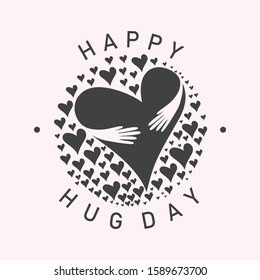 Vector typographic letter Hug Day with abstract hand illustration design. Hug Day vector cencept design for element design. Vector illustration EPS.8 EPS.10
