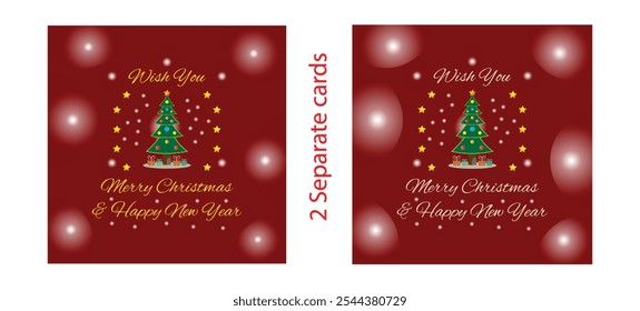 Vector Typographic lettering composition of Wish You a Merry Christmas and Happy New Year. Vector illustration. Cards, poster, backdrop, and background.