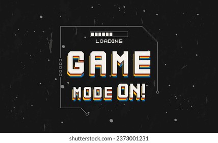 vector typographic retro text effect Game Mode On retro vintage writing style. Design with an old 80s game concept