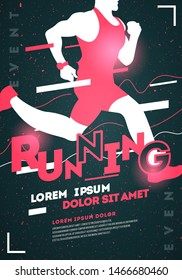 Vector Typographic Running Poster Template With Runner.