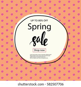 Vector typographic spring sale poster design. Retro style. Vector illustration.