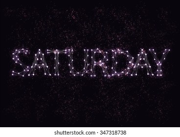 Vector typographical illustration with molecule word Saturday
