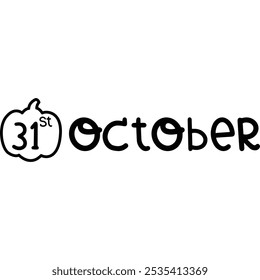 a vector of a typography of 31st october in black and white coloring