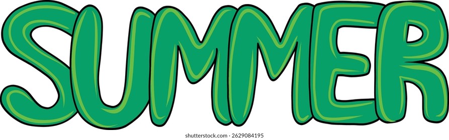 Vector typography art featuring the word “SUMMER” in a playful, colorful style. Ideal for seasonal designs, banners, kids projects, cards, marketing, and digital artwork. Summer Word Art Vector