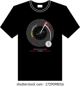 vector typography bicycle concept abstract style modern pattern t-shirt background 