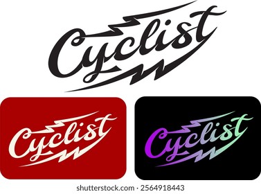 Vector Typography Cyclist Hand Drawing Vector With Combo Colour