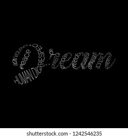 Vector typography design on the word Dream in white on a black background
