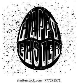 Vector Typography Design of Print with Egg Lettering Silhouette on Grunge Background. Happy Easter Banner
