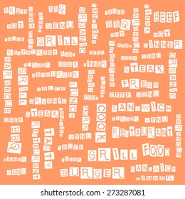 Vector of typography grill meat menu. Restaurant design element. Lettering food background