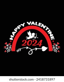 Vector typography happy valentines day t-shirt design, valentine's day illustration