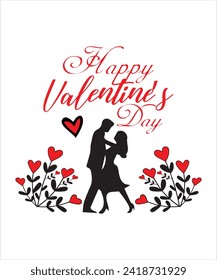 Vector typography happy valentines day t-shirt design, valentine's day illustration