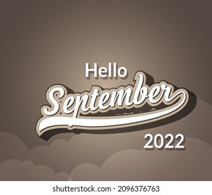 vector Typography Hello September text in retro style isolated on blur background