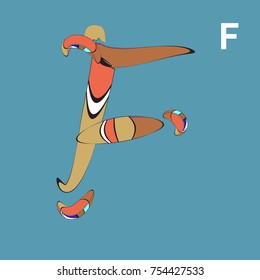 Vector Typography letter  F with Curvy Style